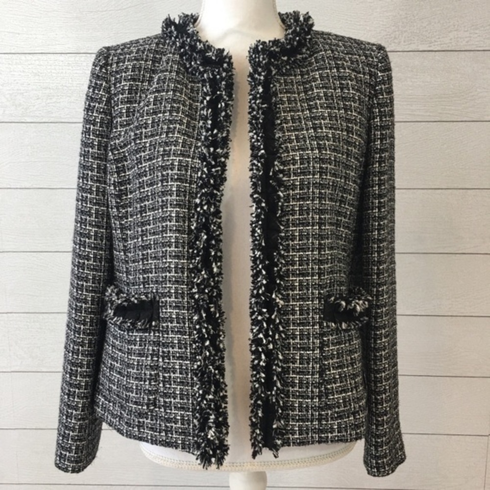 Kasper embellished plaid jacket